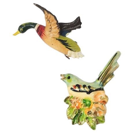 Pair Vintage Bird Brooches