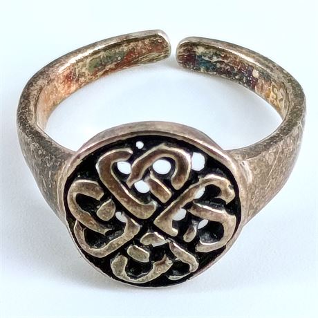 825 Silver Ring, Irish Knot Design with Adjustable Back