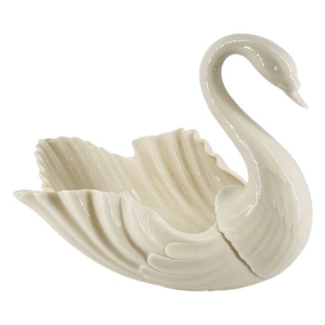 Vintage LENOX 9" Swan Form Bowl w/ Open Tail, Gold Stamp