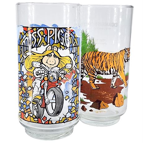 1981 Miss Piggy & 1978 Tiger Collector's Series Glasses