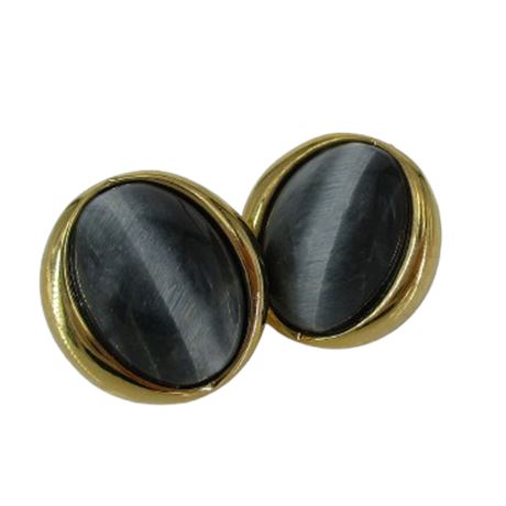 Pierre Cardin Faux Grey Cat's Eye Earrings