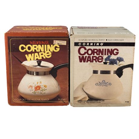 Corning Ware Wildflower / Blue Cornflower Tea Pots