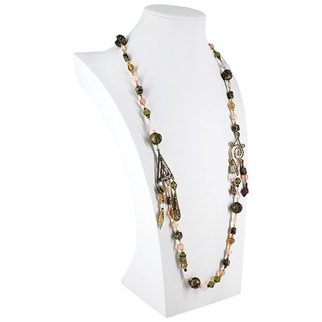 Vintage Artisan Made Mixed Material Beaded Necklace