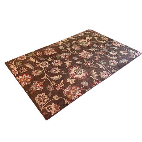 Contemporary Brown Floral Area Rug