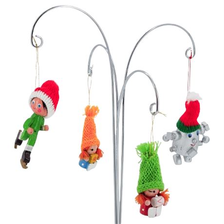 Vintage Wooden Ornaments w/ Knit Hats
