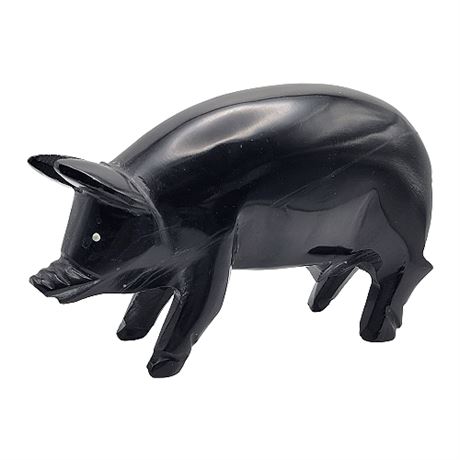 Black Stone Pig Figurine