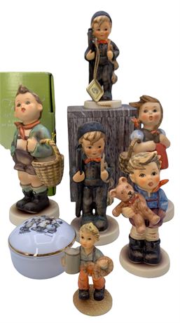 7 pc German Goebel Hummel Figurines & Trinket Box