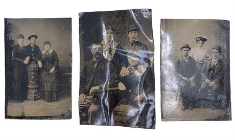 Trio of Antique Studio Tintype Photographs