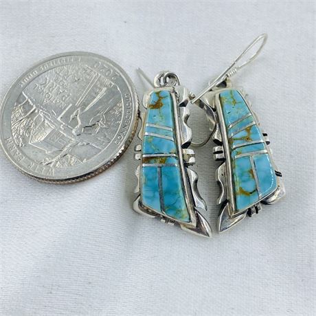 Awesome 8g Navajo Signed Sterling Earrings