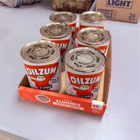 6 NOS Oilzum Quart Cans