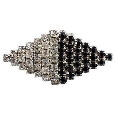 Vintage BIZUTERIE Prong Set Rhinestone Diamond Shaped Brooch