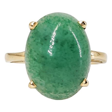 Vintage 14K Gold Jade Ring, Sz 6.75