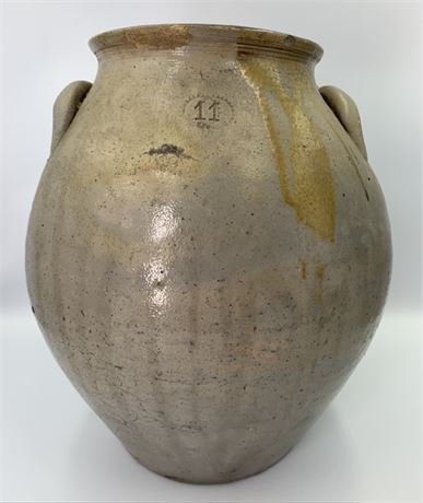 Antique Primitive Large Ovoid 12” Pottery Farmhouse Crock