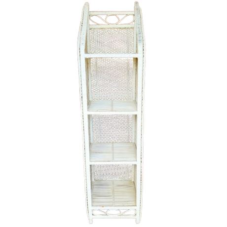 White Hand-Painted Wicker Shelf