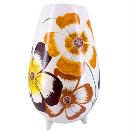 Brown Floral Studio Pottery Vase