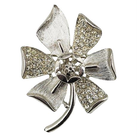 Vintage Pavé Set Rhinestone Flower Brooch