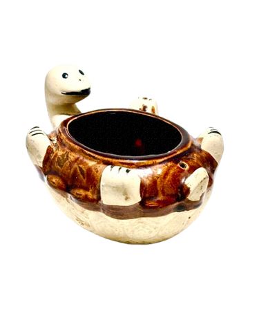Vtg Pottery Turtle Hanging Planter