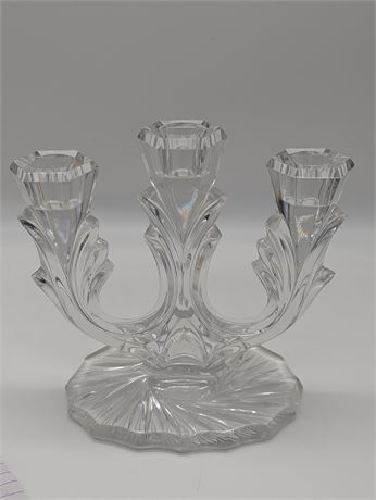 Detailed Czech Bohemian Crystal Candleholder Lead 24" PbO