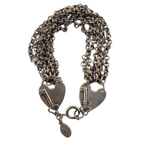 Kirks Folly Silver Plate Locked Heart Bracelet