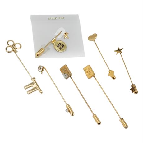 Seven Vintage Gold Tone Stick Pins