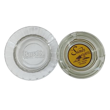 Harrah's and Sands Ash Trays from Las Vegas, Glass