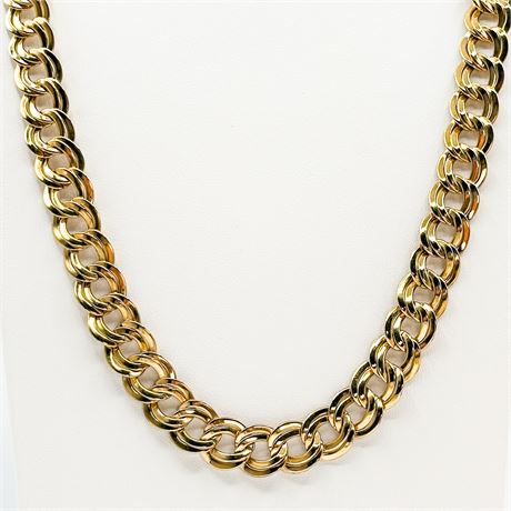 Vintage Monet Gold Tone Double Curb Chain Necklace
