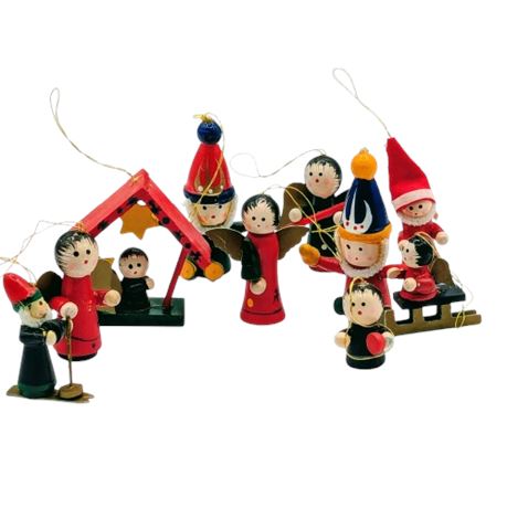 10 Mini Wood Ornaments