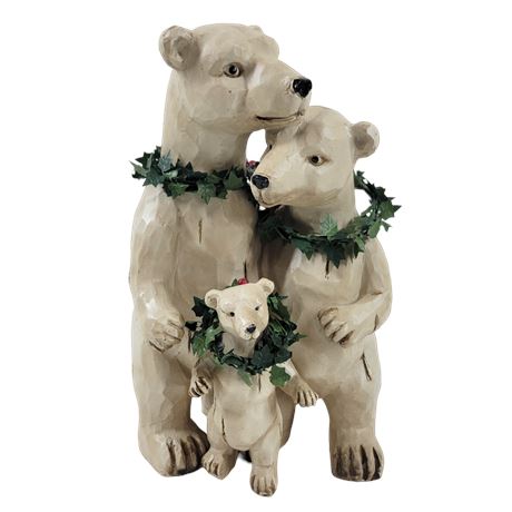 Polar Bear Family w/ Wreath Scarves Figure