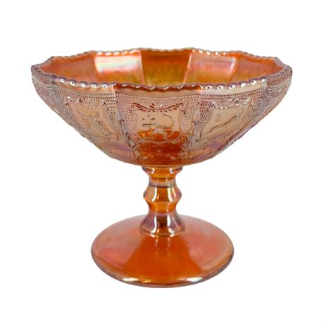 Vintage Imperial Gold Carnival Glass Pedestal Dish