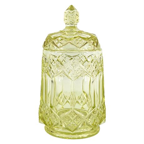 Imperial Glass Three-In-One Yellow 6.5 Inch Candy Jar w/ Lid