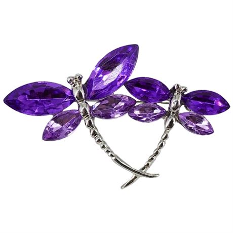 Modern Rhinestone Dragonflies Brooch