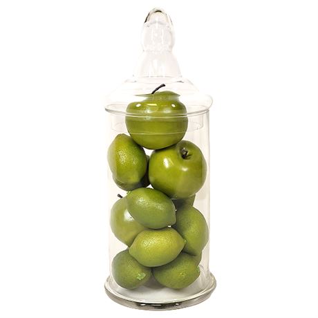 16" Glass Apothecary Jar w/ Faux Limes/Apples