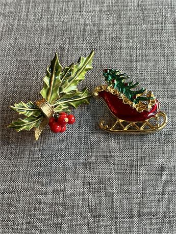 Vintage Christmas brooch lot