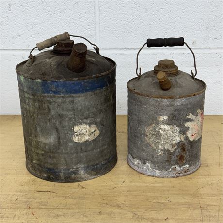 Two (2) Vintage Galvanized Fuel Cans