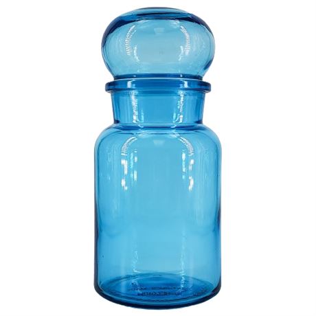 Vintage Belgium Aqua UV Reactive Glass Apothecary Bottle & Stopper