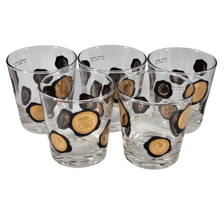 Cera Black & Gold Coin Barware Glasses - Set of 5