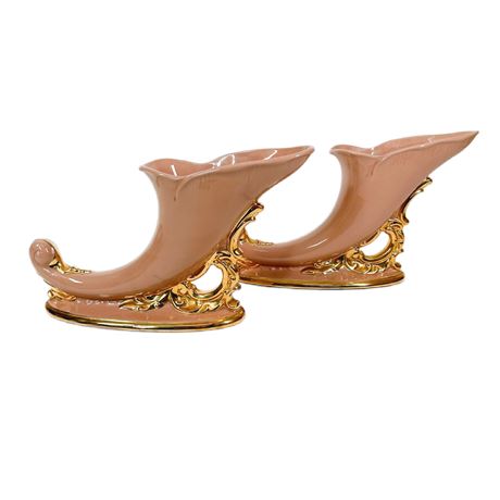 Vintage Pair of Deena China "Savoy" Cornucopia Vases