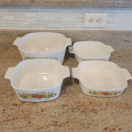 Set of 4 Corning Ware Spice of Life Ovenware Dishes