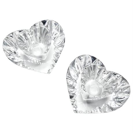 Vintage Mikasa Crystal Heart Candle Holders, Pair of 2