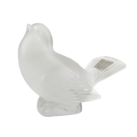 Vintage Lalique Satin Crystal Sparrow Sculpture