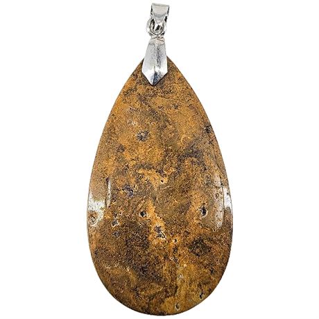Large Yellow Moss Agate Stone Pendant