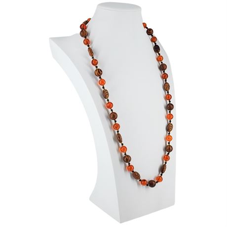 Vintage Hong Kong Faux Wood Beaded Necklace