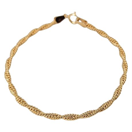 Vintage Gold Over Sterling Silver Twist Chain Bracelet