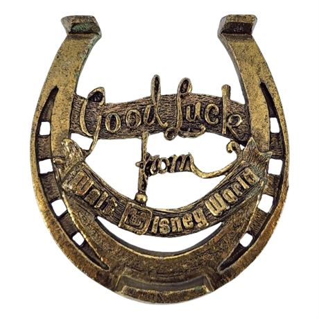 Vintage Good Lucky from Walt Disney World Metal Horseshoe Souvenir