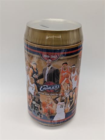 New CLEVELAND CAVALIERS 2006-2007 WOODEN PUZZLE COIN BANK TIN SEALED