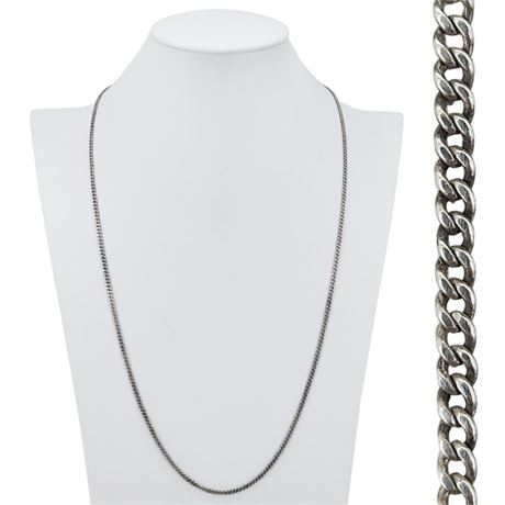 Vintage 28" Sterling Silver Endless Curb Chain