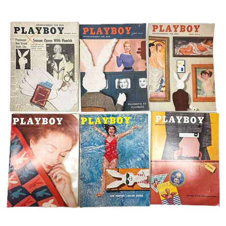 Lot of Vintage 1956 Playboy Magazines
