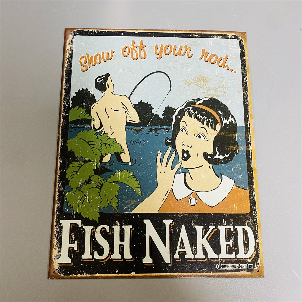 Great Lakes Vntg X Fish Naked Retro Sign