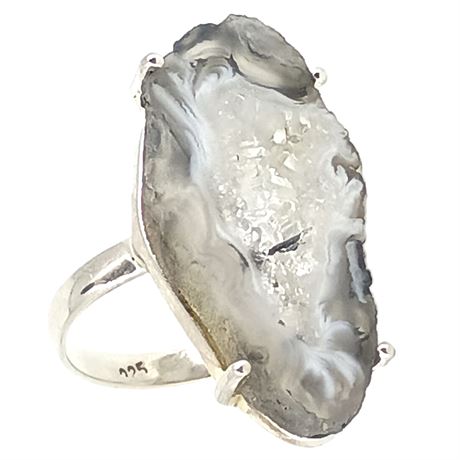 Geode Druzy Ring 925 Sterling Silver
