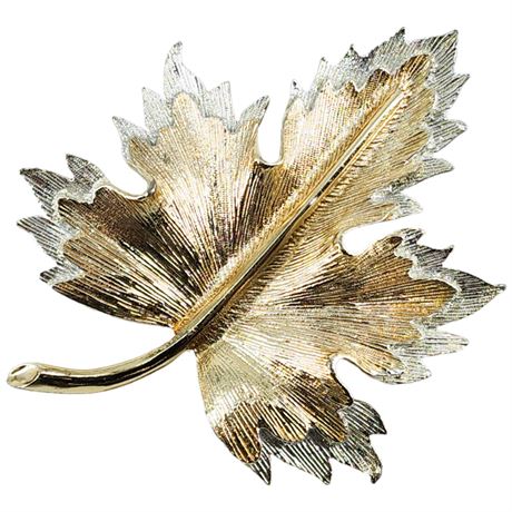 Vintage SARAH COVENTRY Two-Tone Maple Leaf Brooch
